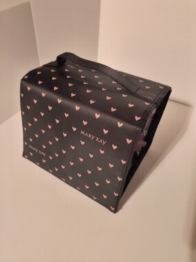 Mary Kay Black Makeup Carry Case with Pink Heart Print